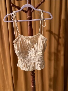 Smocked Tie-Strap Cream Camisole Top NWT